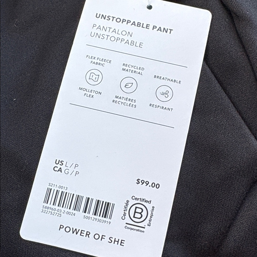 NWT Athleta Unstoppable Black Pant Size L/P - Picture 7 of 9